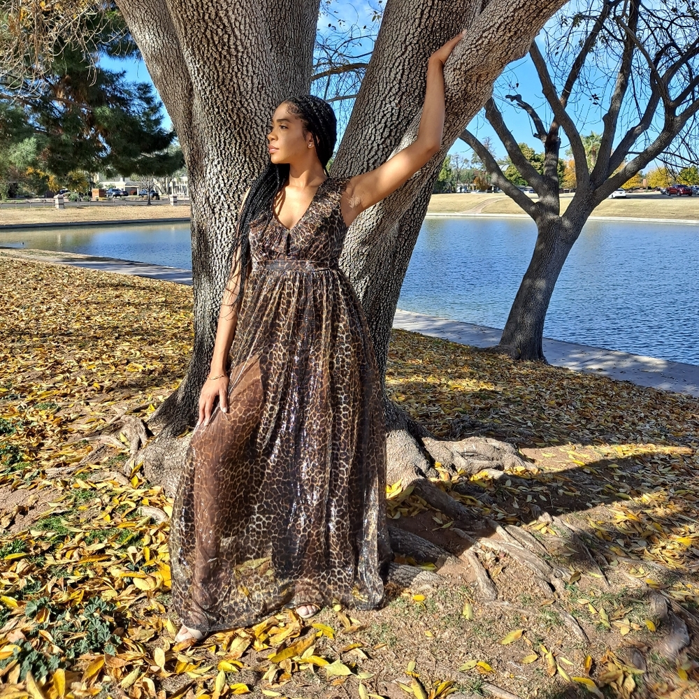Animal chiffon Ruffle Dress
